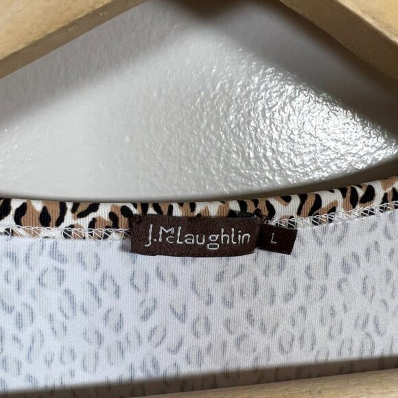 J.Mclaughlin Catalina Cloth Top Size Large Leopard Brown Stretch Travel Work - Picture 3 of 8